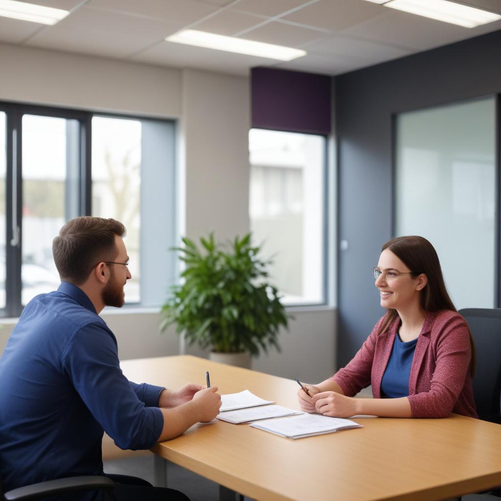 NDIS support coordinator assisting a client in Broadmeadows office