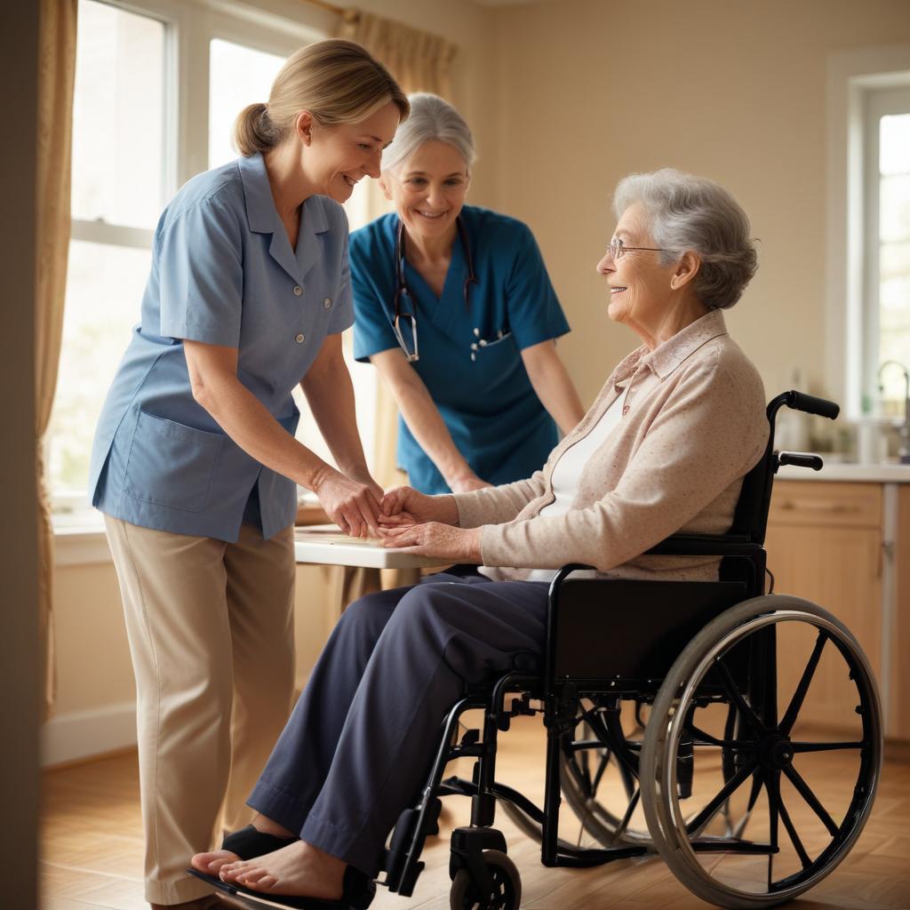 Caregiver helping with daily living tasks, GNCS support