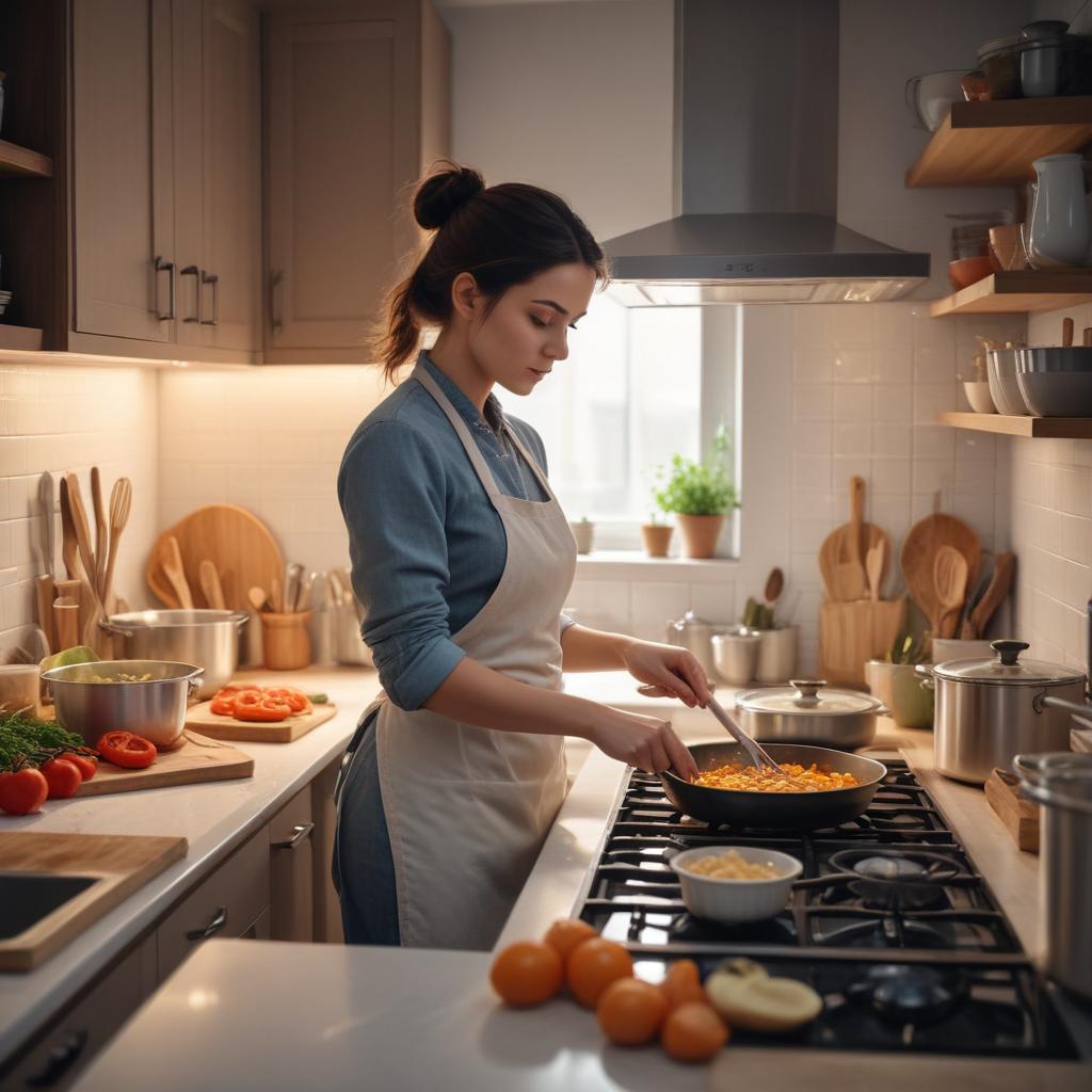 Person demonstrating daily living skills in a kitchen