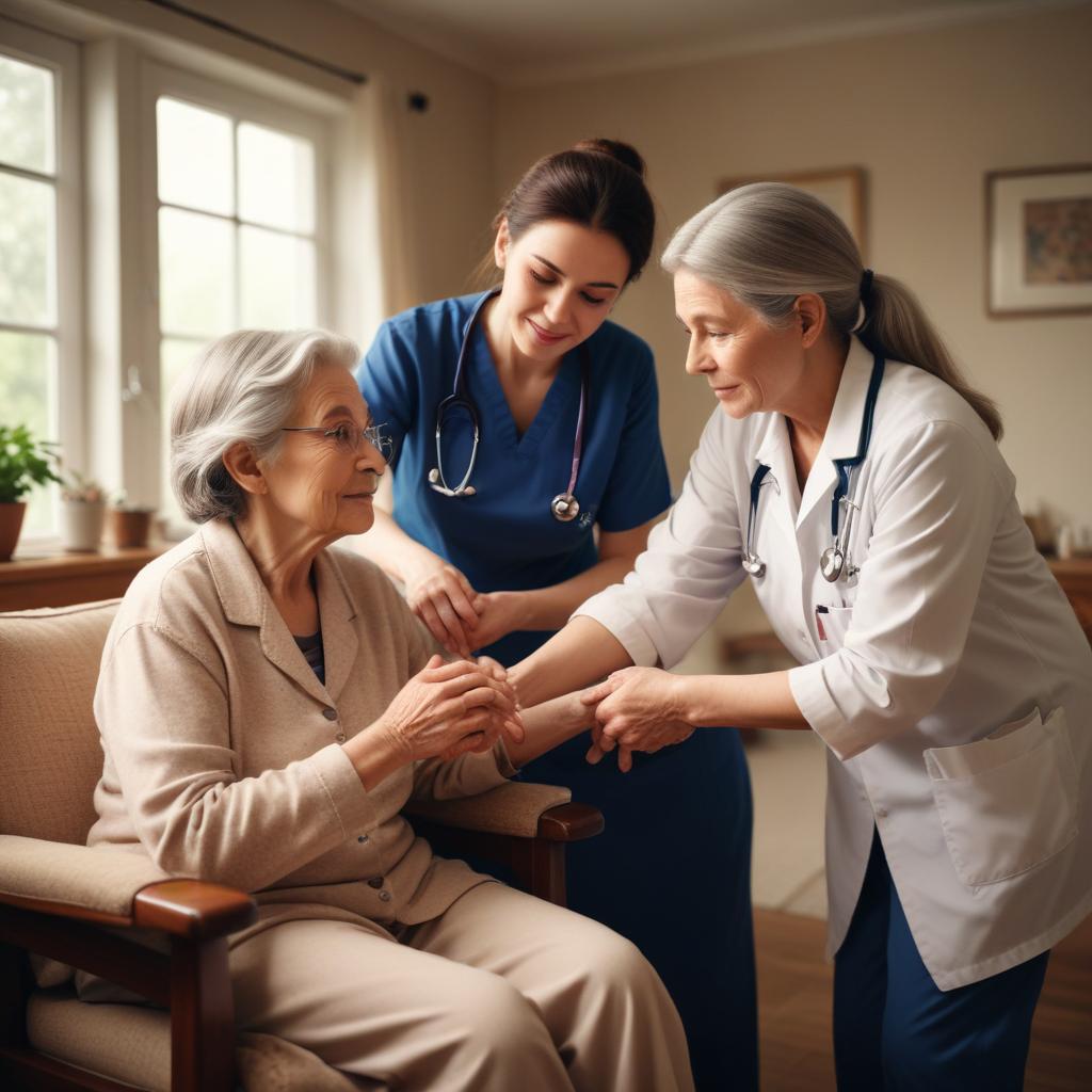 Community nurse providing support to an elderly person at home