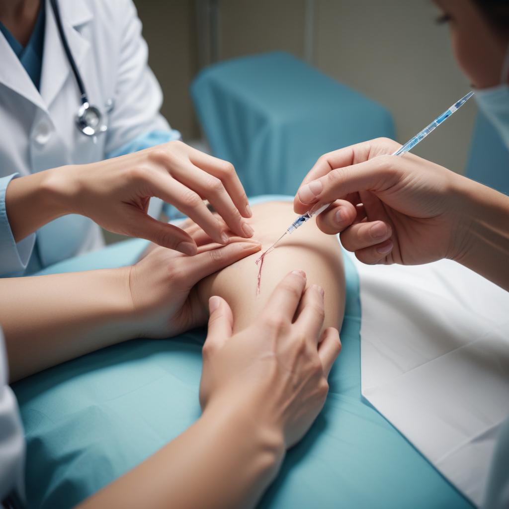 Healthcare professional administering a subcutaneous injection, highlighting the importance of trained support workers.